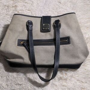 Dooney and Bourke shoulder bag black and grey gold hardware red interior